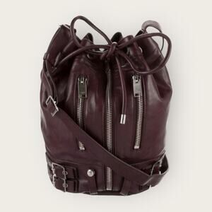 Saint Laurent Paris Medium Bordeaux Leather Sac Rider Bucket Bag